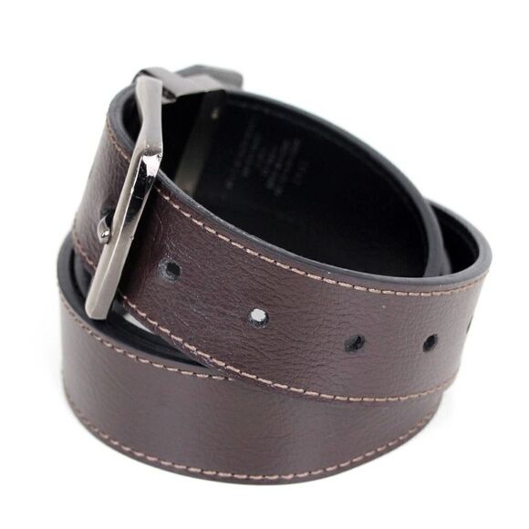 Dickies BLACK BROWN GENUINE LEATHER 1 3/8"Wd CASUAL DRESS RVRSBL BELT Sz 34 (E35 - Picture 3 of 14